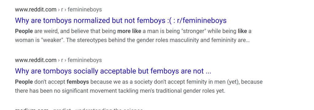 why are tomboys accepted but not femboys? why do people like tomboys, reddit post